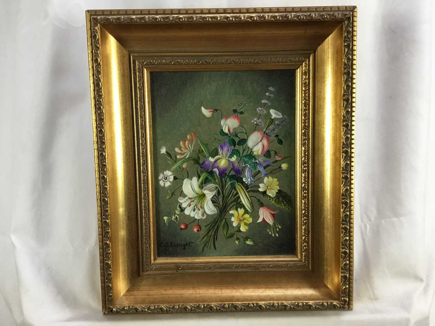 C. O. B. Wright, 20th century oil on canvas board - still life summer flowers, in gilt frame - Image 2 of 6