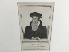 Antique black and white engraving - portrait of John Knox, The Scottish Reformer, 15cm x 9.5cm, over