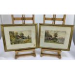 C.Jones. Canal scenes, signed, watercolours, A pair (2)