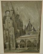 Thomas Matthew Rooke watercolour - Westminster Cloisters, 23.5cm x 33cm in glazed frame
