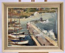 Victor Askew (1909-1974) oil on board, harbour scene