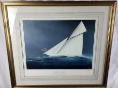 Tim Thompson lithograph - The Great Yachts series, ‘Reliance’, signed, framed