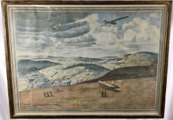 Vivian Pitchforth lithograph, gliders - One of a series of prints commissioned in 1944 by the C.E.M.