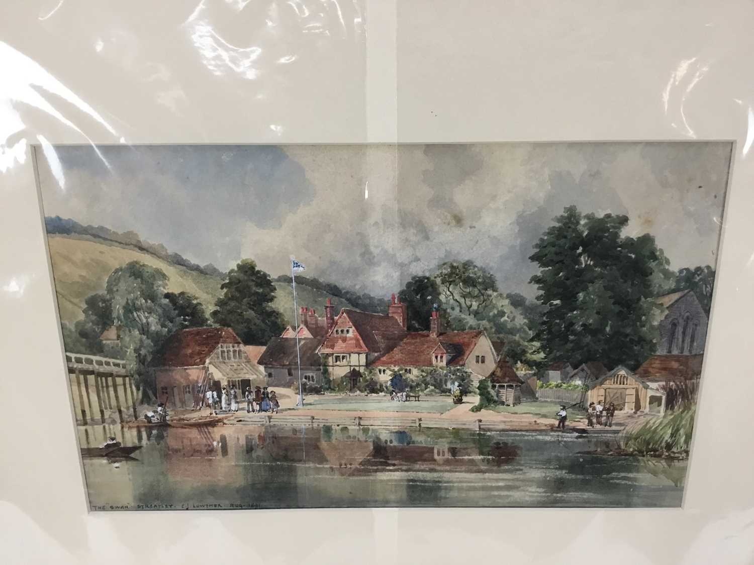 E J Lowther, watercolour - The Swan at Streatley on Thames, signed and dated 1891, together with two - Image 2 of 12