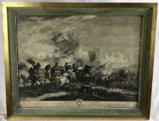 18th century Wuvermens black and white etching - La Defaite Des Sarazins, 35cm x 45cm, in painted an