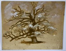 Gordon Bradshaw b.1931 watercolour on card - ‘The Old Oak Tree Woodside Glen, 1962’, monogrammed ti