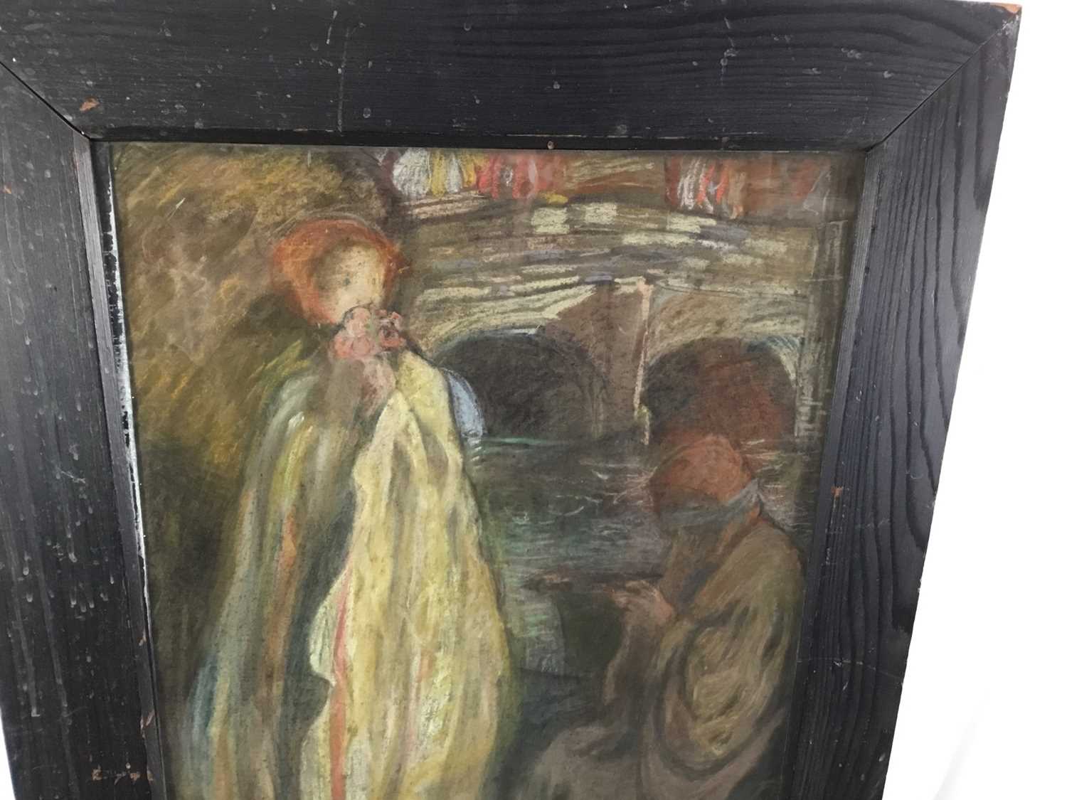 English school late 19th century pastel signed with initials EP - figures beside a river, 43cm x 70c - Image 3 of 6