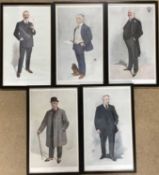 Five Vanity Fair prints, Cockie, The Colonel, E.D., Canadian Finance and Frizzy, each in glazed fram