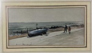 Hermione Hammond 1910-2005 watercolour - beach scene, signed