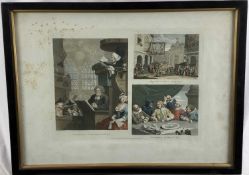 Thomas Cook after William Hogarth, coloured engraving - Sleeping Congregation, pub. 1800, plate 30 x