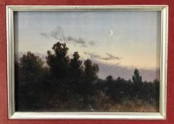Czeslaw Boris Jankowiki (1862-1941) oil on board, moonlit landscape, signed