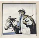Arthur Rigden Read (1879-1955) limited edition print - 'On the Road' figure with donkeys, signed and