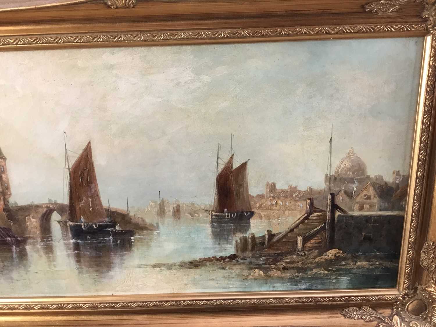 John Bale (1834-1913), three harbour scenes, oil on canvas in gilt frames - Image 4 of 14