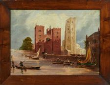 English School, 19th century, oil on canvas - Lambeth Palace from the Thames, 44cm x 60cm, in 19th c