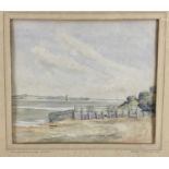 Frederic J Robinson watercolour - 'Mistley The Old Breakwater', signed and dated 1929, 26.5cm x 23cm