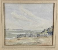 Frederic J Robinson watercolour - 'Mistley The Old Breakwater', signed and dated 1929, 26.5cm x 23cm