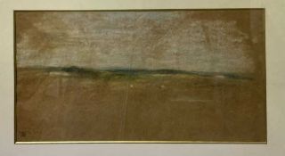 Edward Stott (1855-1918) pastel - landscape, initialled in pencil and bearing a gallery stamp, in gl