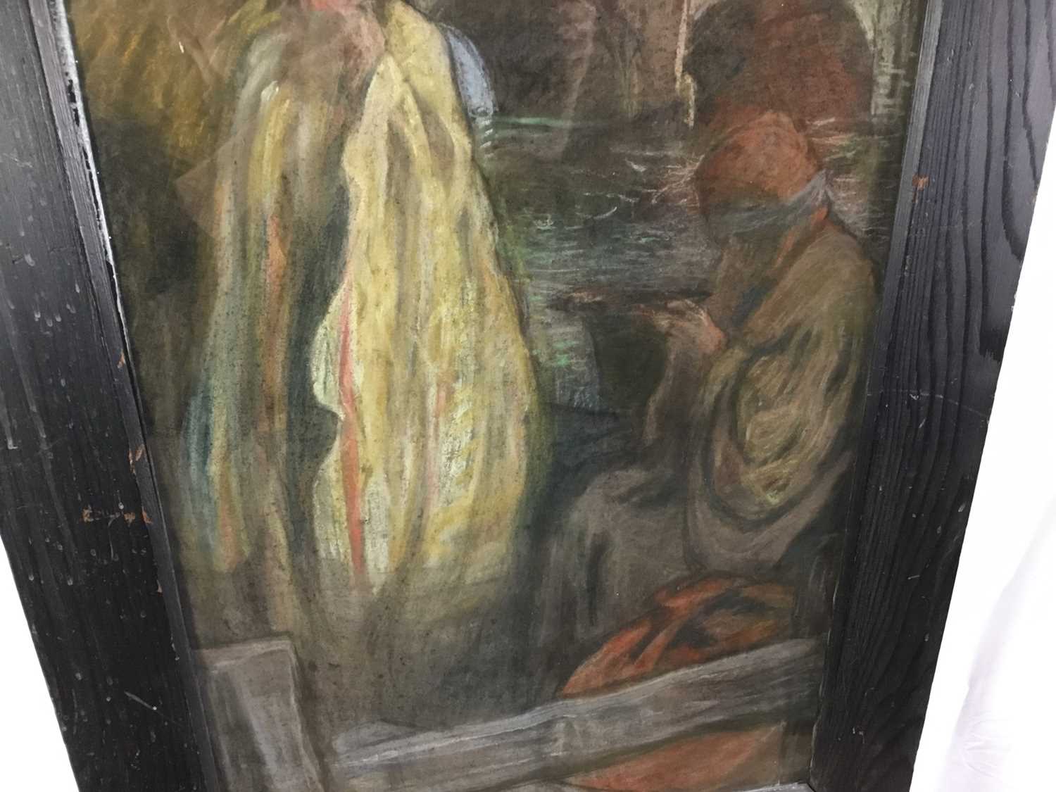 English school late 19th century pastel signed with initials EP - figures beside a river, 43cm x 70c - Image 4 of 6