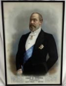 King Edward VII poster in glazed frame 52cm x 76cm overall