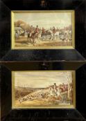 English School, 19th century, pair of watercolours - The Meet and The Death, 15.5cm x 27cm, in glaze