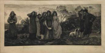 Charles Albert Waltner (1846-1925) etching - The Evening Hymn, signed in pencil, pub. 1882 Colnaghi