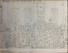 After L. S. Lowry, limited edition print - 'Bank Failure', published by Adam Collection Ltd in an ed