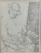 Robert Young, pencil portrait of Rex Nan Kivell, Redfern Gallery label verso