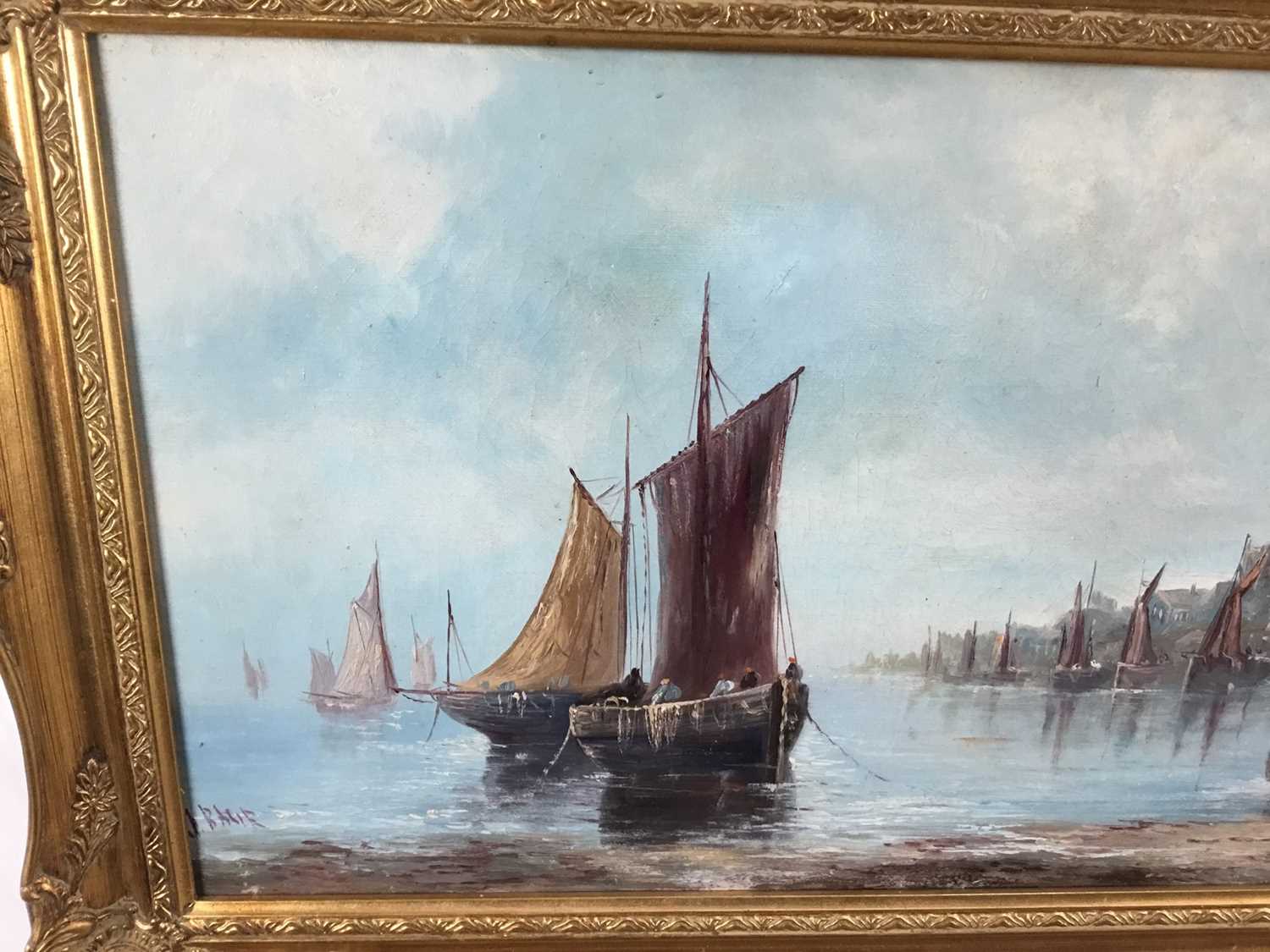 John Bale (1834-1913), three harbour scenes, oil on canvas in gilt frames - Image 7 of 14