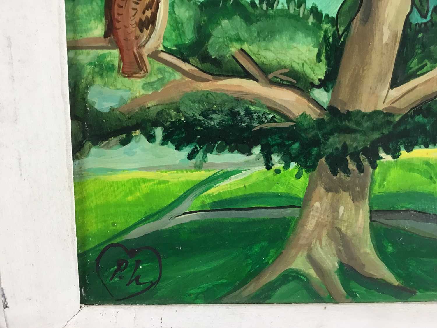 Mid 20th century school, oil on board - Owls - Image 2 of 3