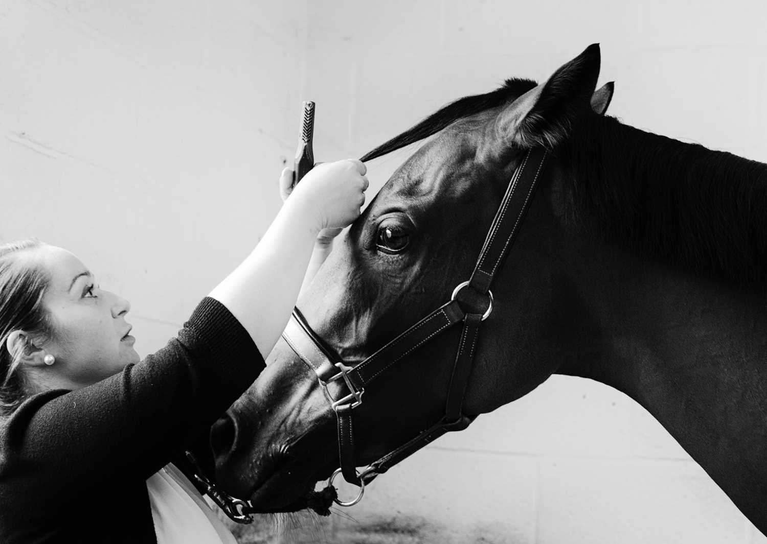 Jayne Odell black and white photographic print, 'Haircut', 100cm x 71cm