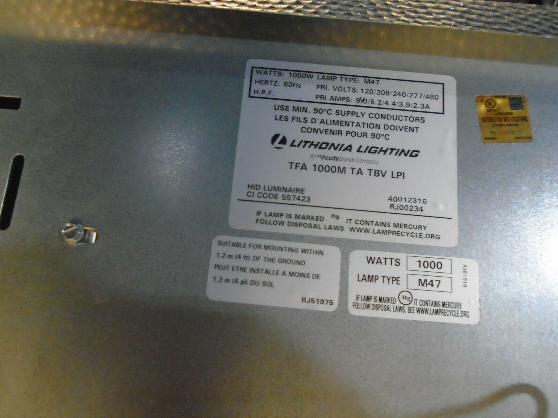 Lithonia Lighting 1000 Watts M47 Floodlight Metal Halide With Bulb 8 Pcs. - Image 5 of 5