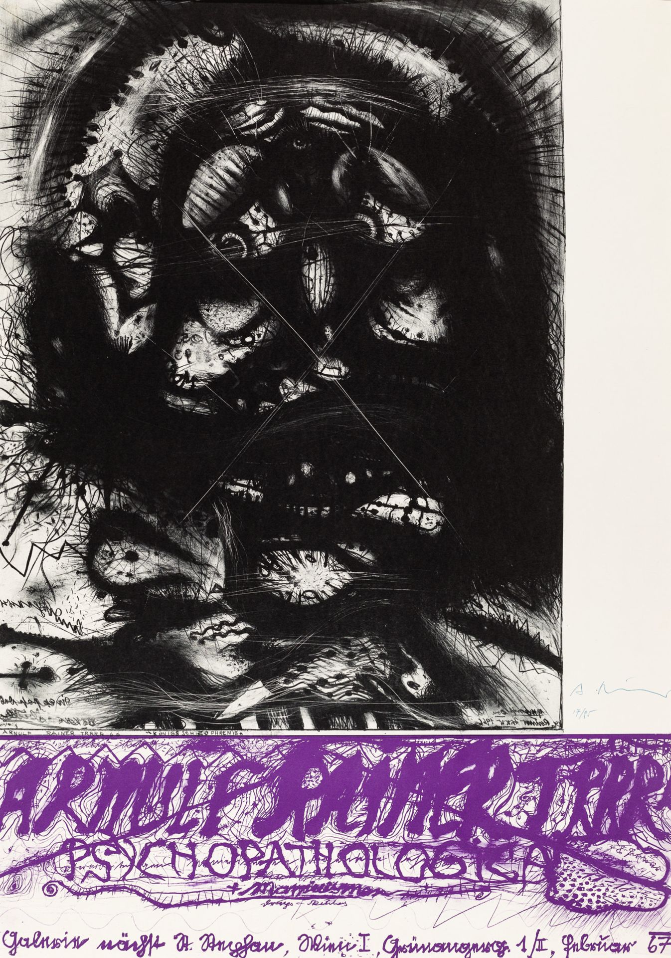 Arnulf Rainer, Ohne Titel (Ausstellungsplakat "Psychopathologica, Manierismen, Drug-Sketches")