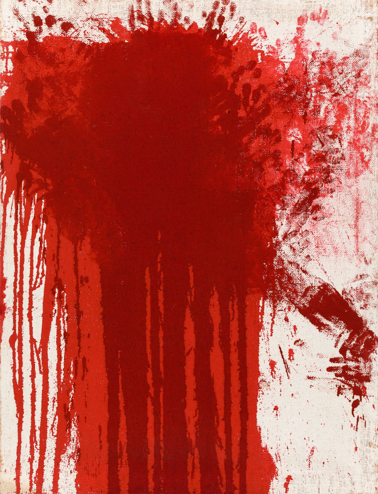 Hermann Nitsch, Ohne Titel (Kleines Schüttbild und Fingermalerei)