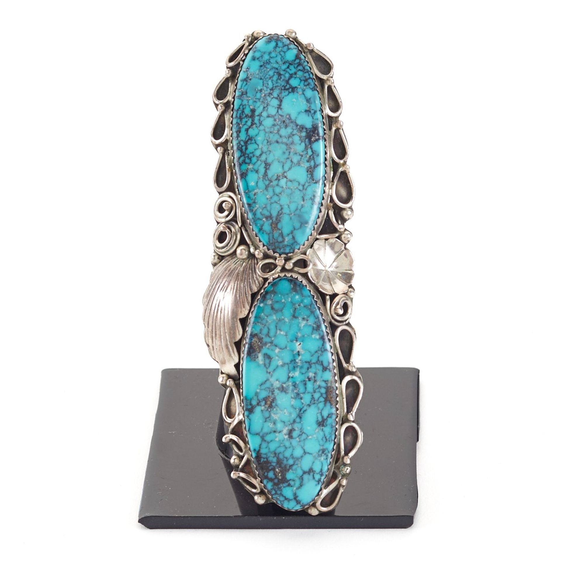 Massive Navajo Silver Turquoise Ring - Image 2 of 4