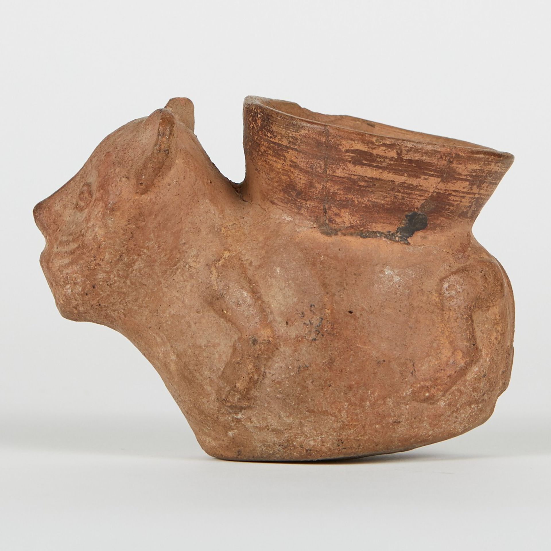 Moche Ceramic Jaguar Pot Peru - Image 5 of 9