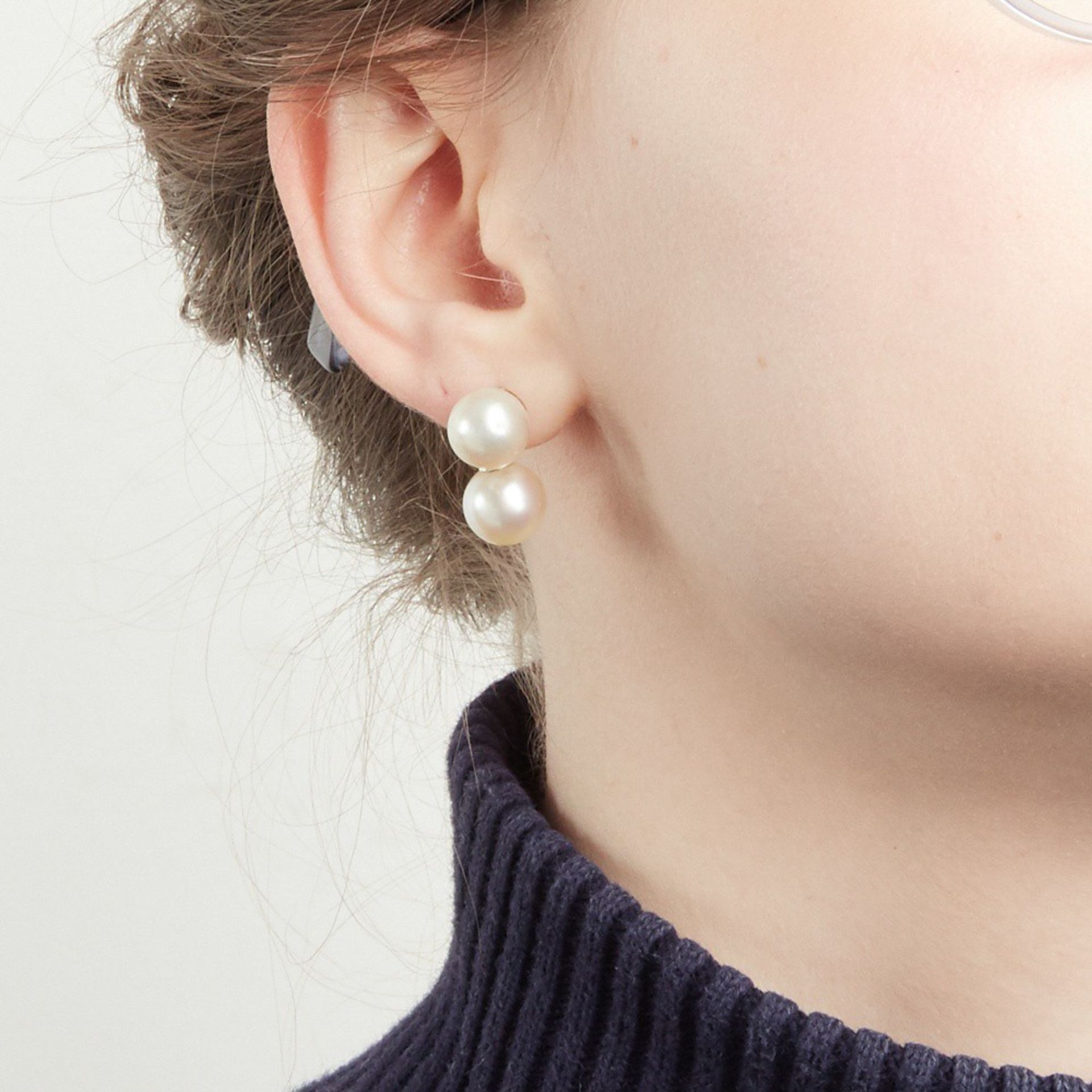 Pearl and 14K Gold Earrings - Bild 3 aus 6