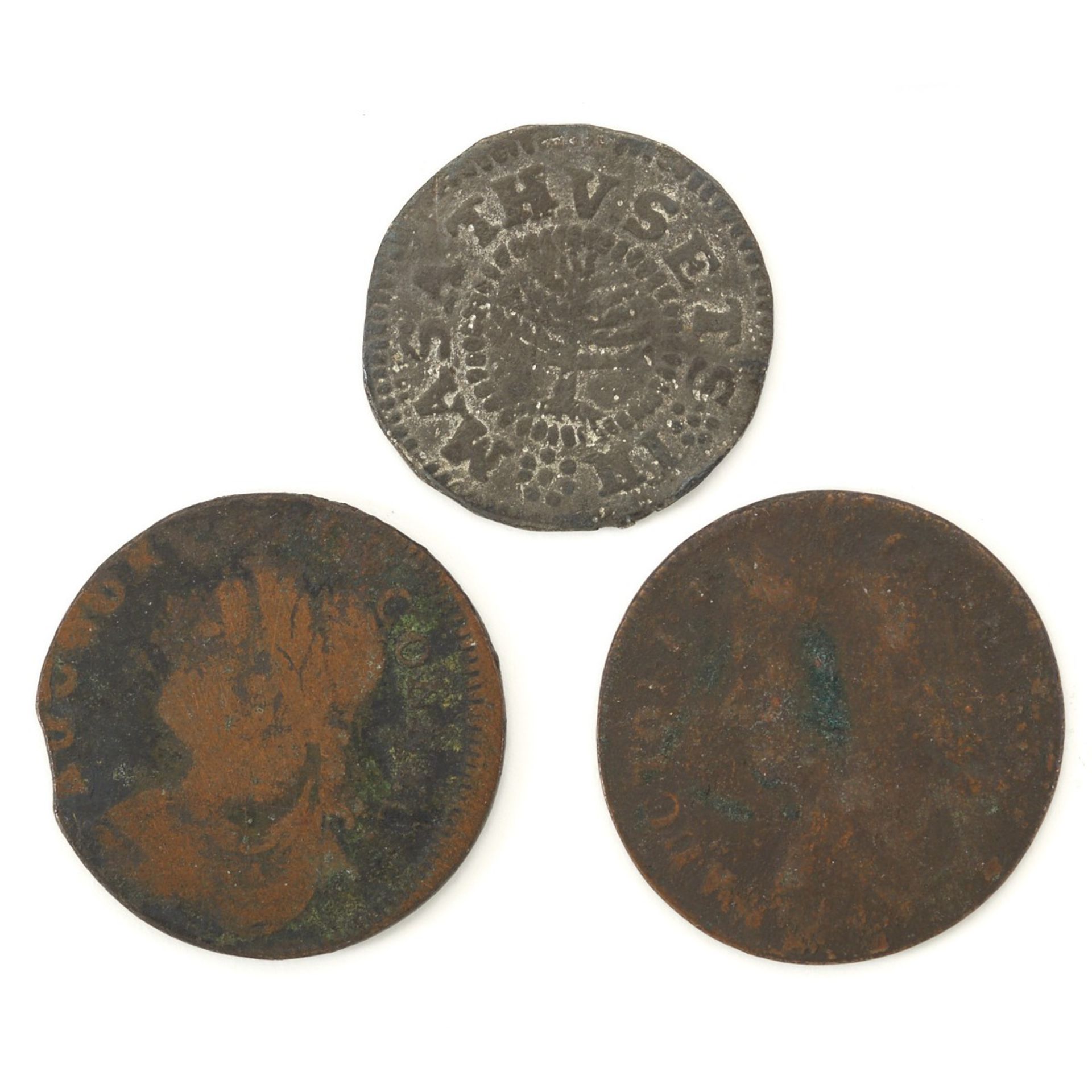 Grp: 3 1652 Pine Tree Shilling and 2 Tokens 1787