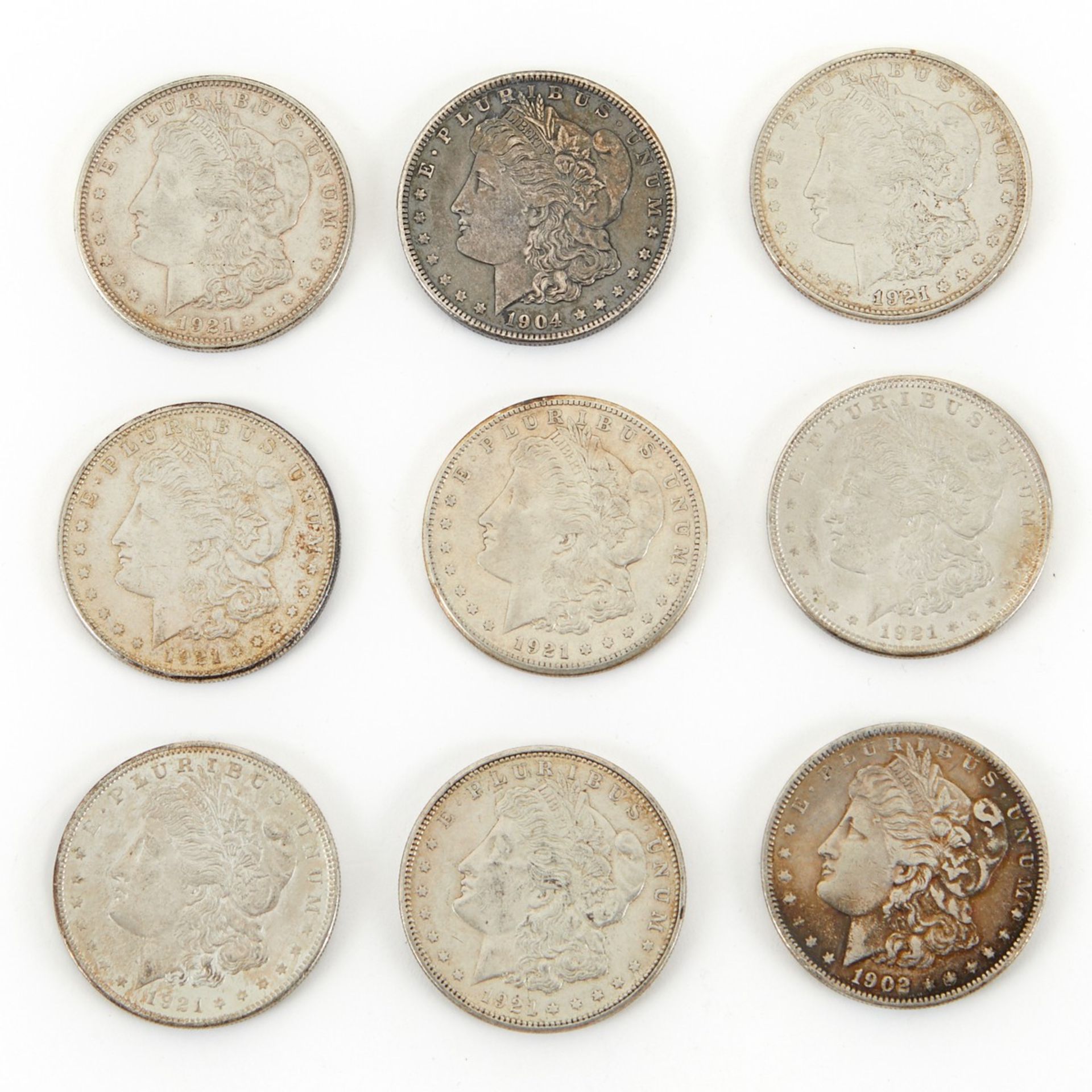 Grp: 9 Morgan Dollar Coins