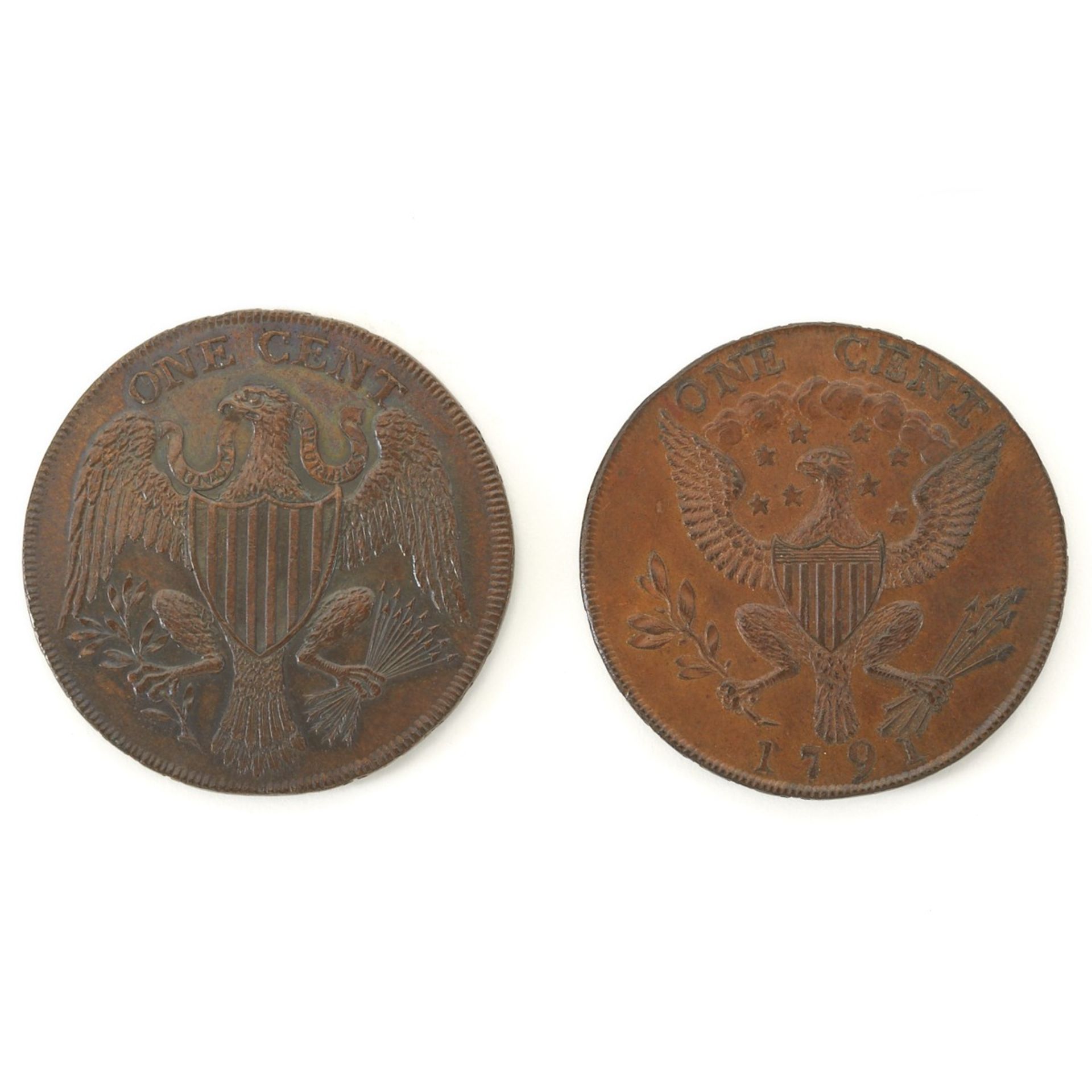 Grp: 2 1791 Washington Small and Large Eagle Cent - Image 2 of 2