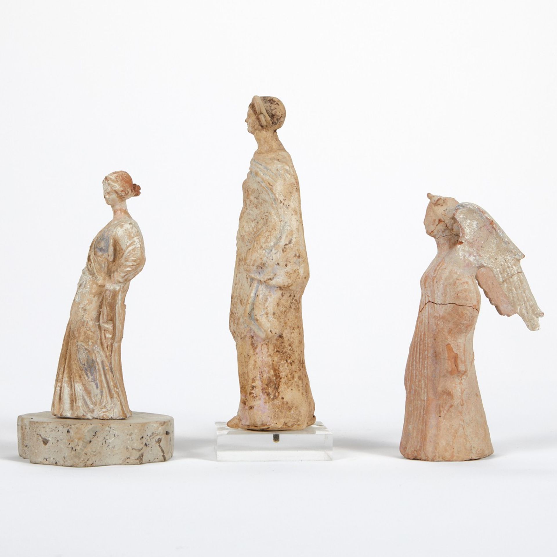 Grp: 3 Greek Terracotta Tanagra Figures Sotheby's Prov - Image 3 of 15