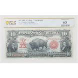 Buffalo Bison 10 Dollar Bill Serial No. A3585392 PCGS Choice UNC 63