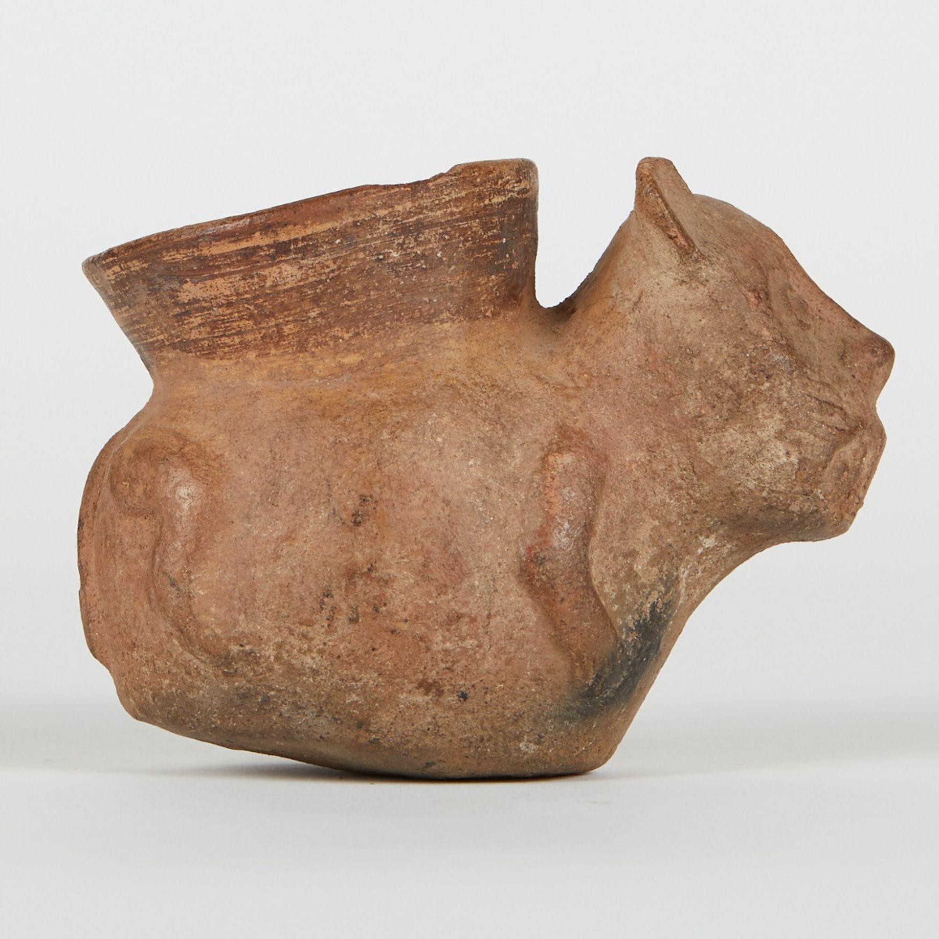 Moche Ceramic Jaguar Pot Peru - Image 3 of 9