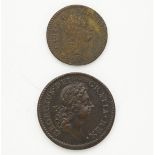 Grp: 2 William Woods Rosa Americana Half and One Penny 1722
