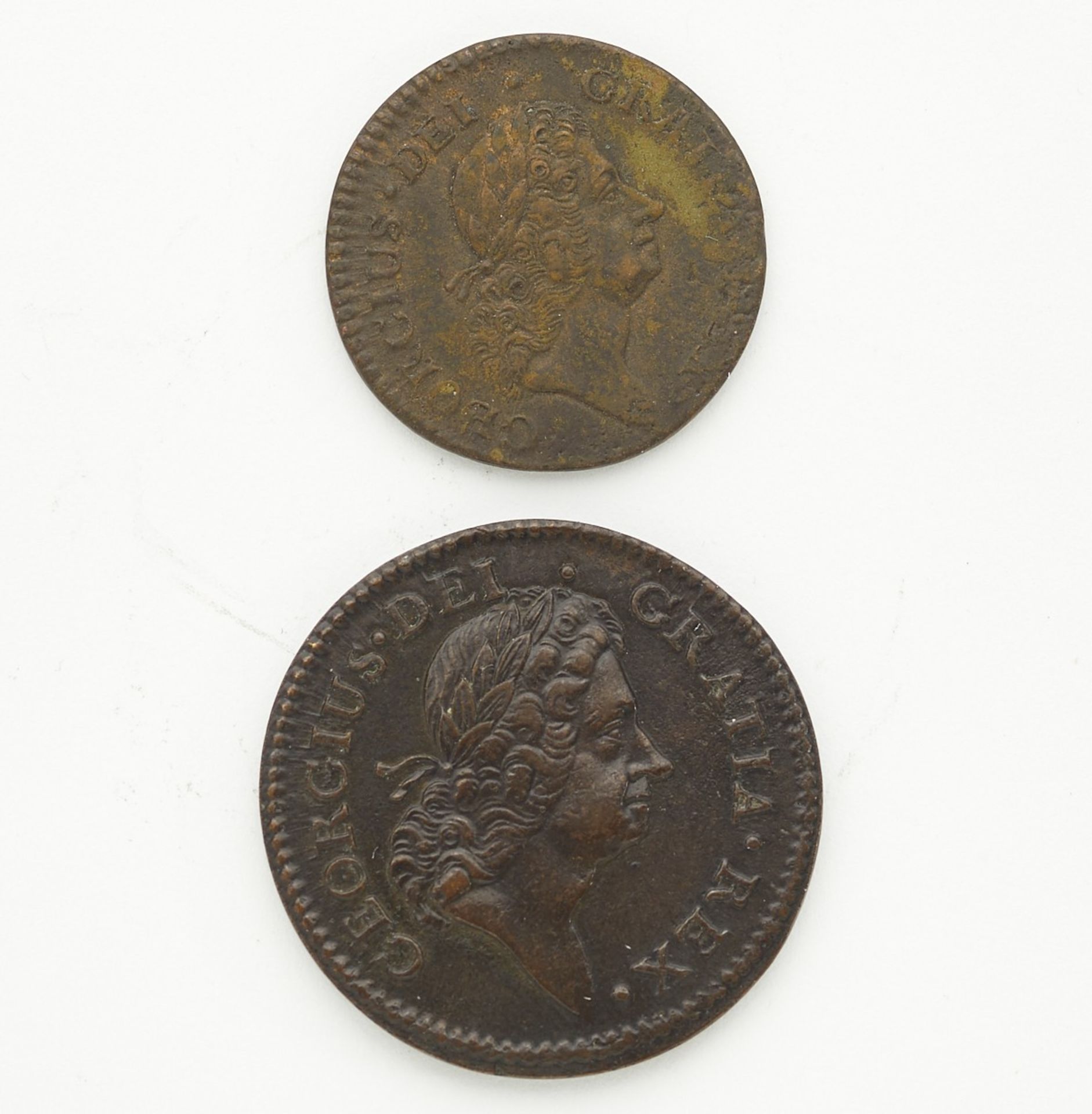 Grp: 2 William Woods Rosa Americana Half and One Penny 1722