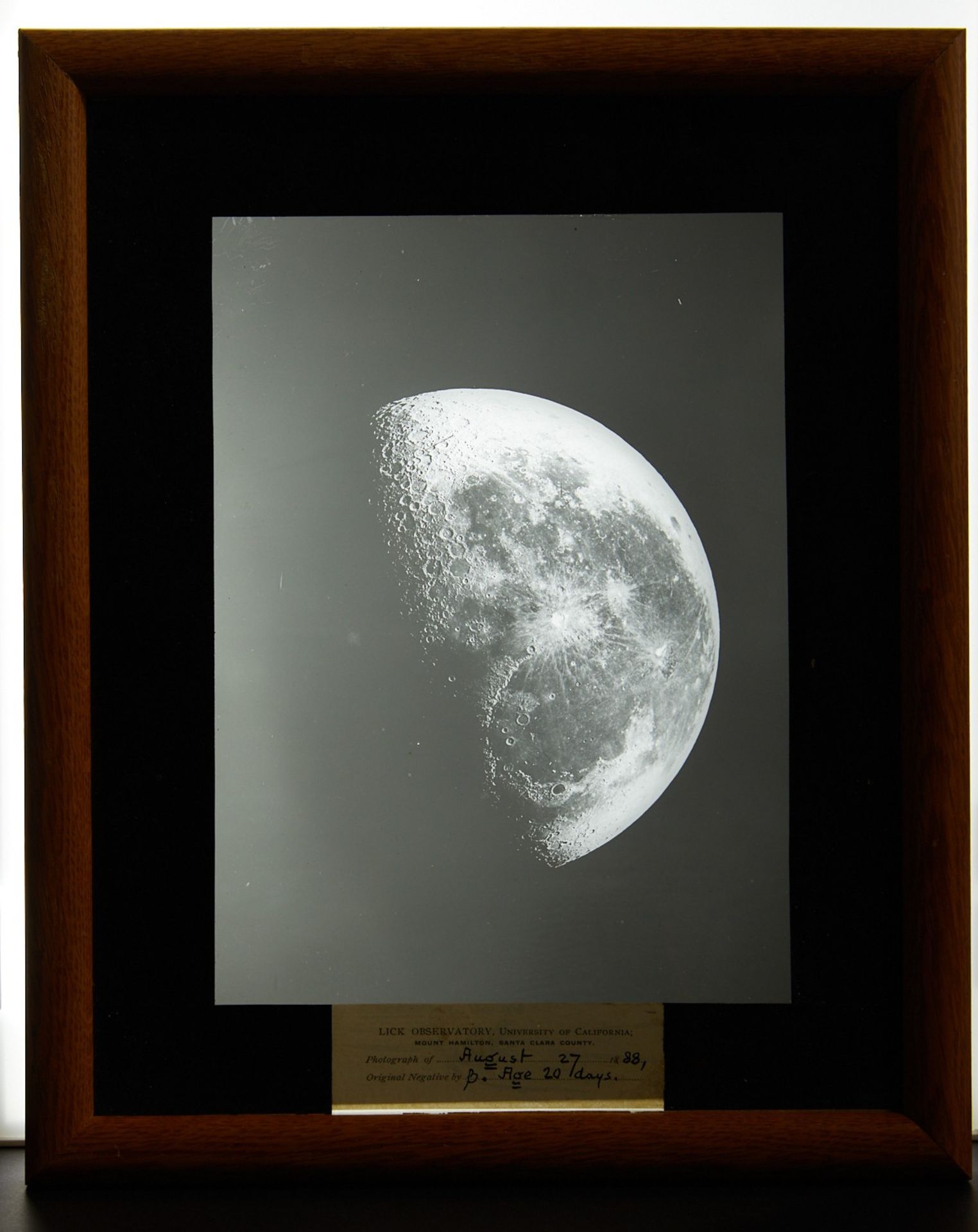 Early Glass Plate Positive Moon Photograph at Lick Observatory 1888 - Image 2 of 3