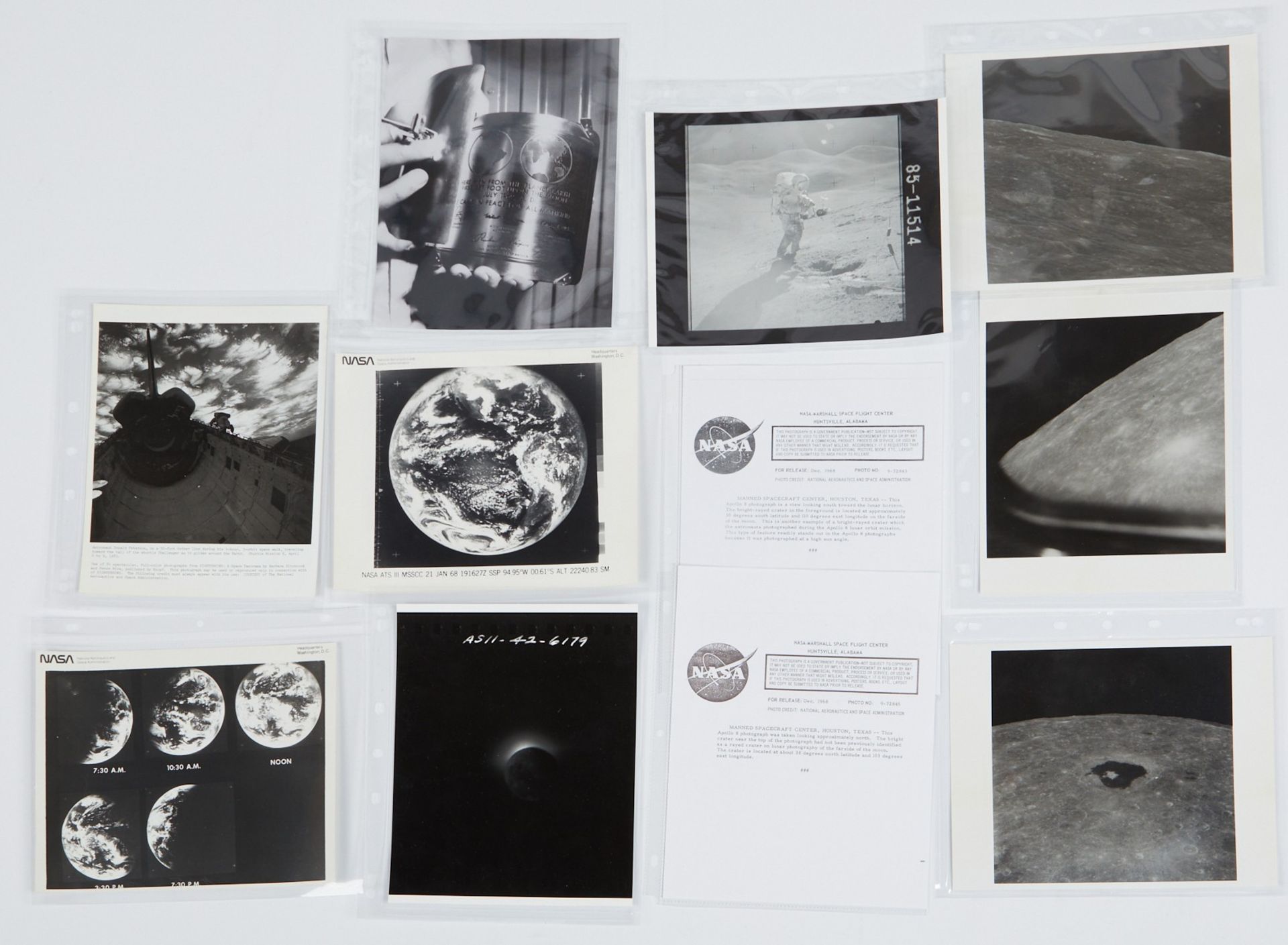 Group of 12 B/W NASA Lunar Photos 1st Generation Huntsville - Image 3 of 4