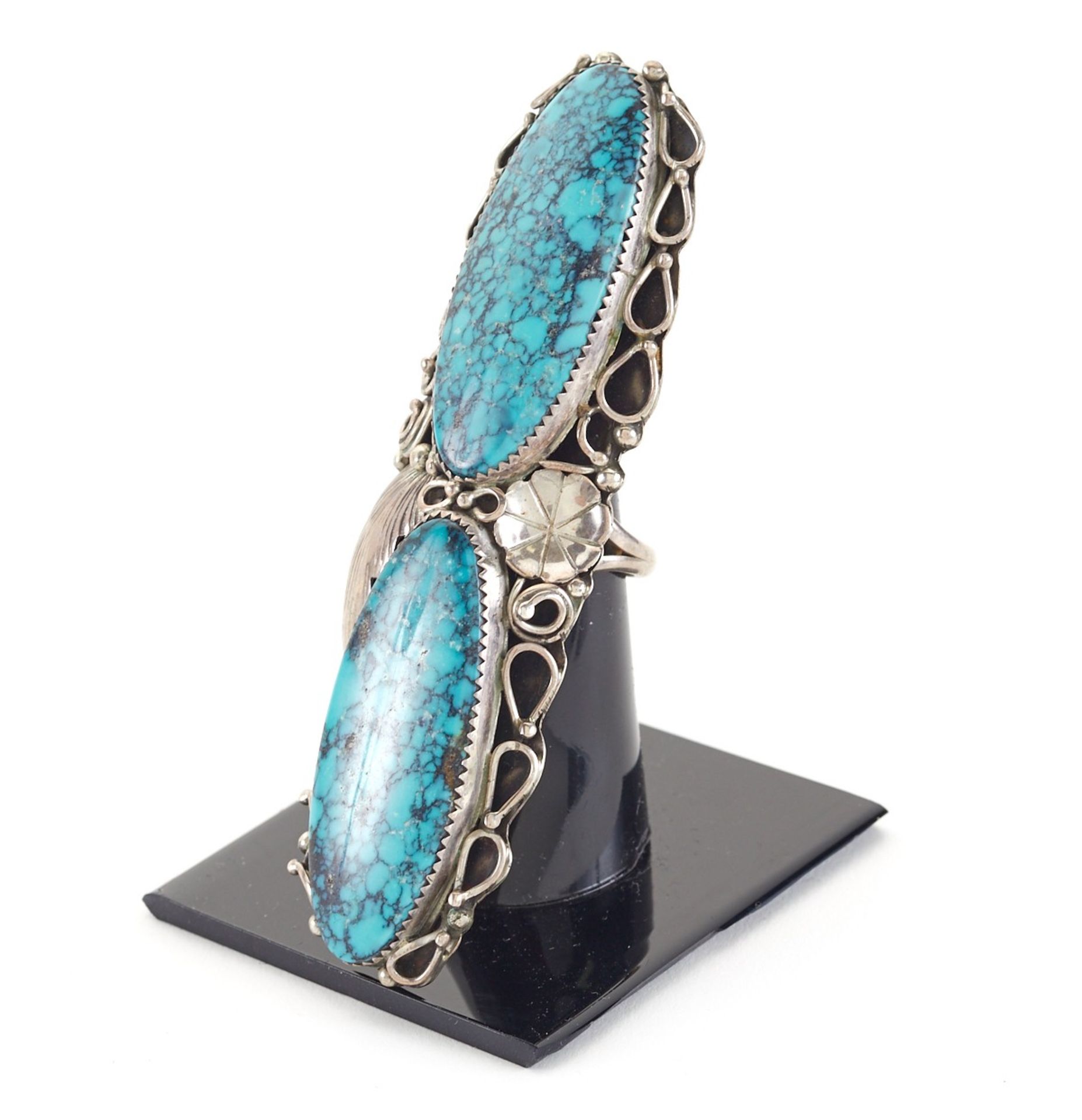 Massive Navajo Silver Turquoise Ring - Image 3 of 4