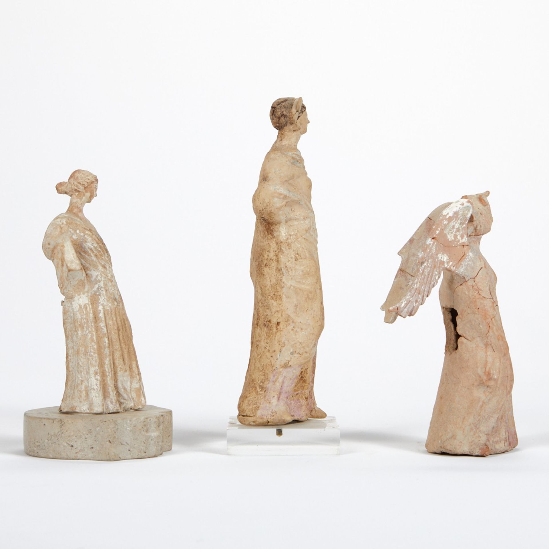 Grp: 3 Greek Terracotta Tanagra Figures Sotheby's Prov - Image 4 of 15