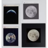 Grp: 3 NASA Photographs - Apollo 17 & 11 Blue Marble, Crescent Earth, & Moon Redletter