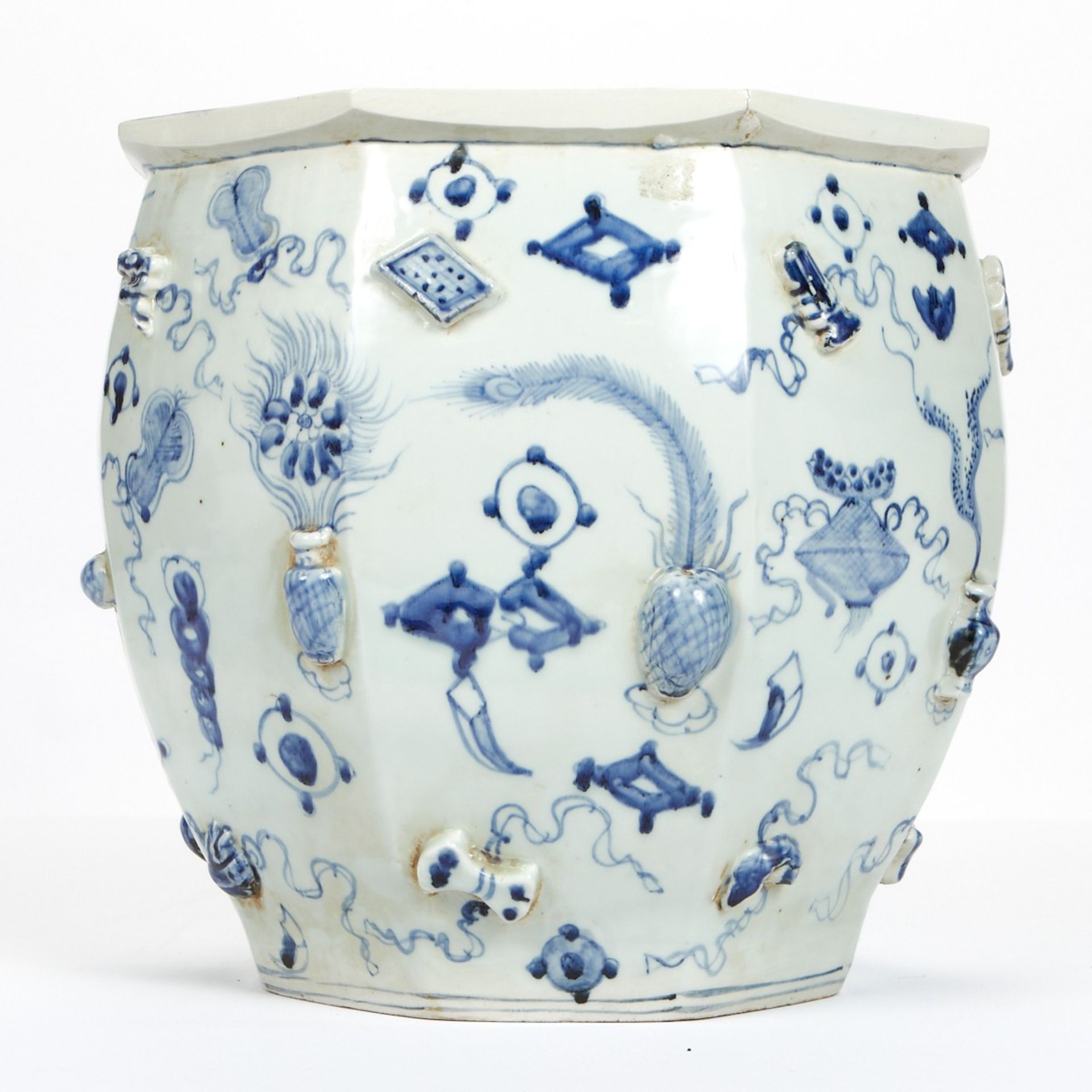 Chinese Porcelain Relief Decorated Planter - Image 3 of 9